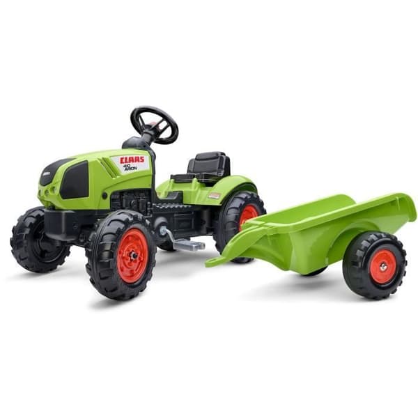 Pedaltraktor - FALK - Claas med anhænger - Fra 2 år - 100% Fremstillet i Frankrig - 75% genbrugsplast