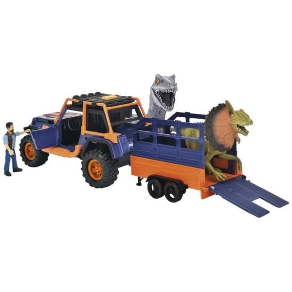 Dinosaur Commander - Dickie - 1 Jeep Wrangler med trailer + 1 leddelt figur + 2 dinosaurer