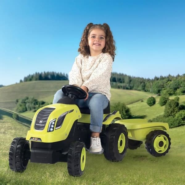 Smoby Farmer XL Pedaltraktor + Släpvagn - Grön