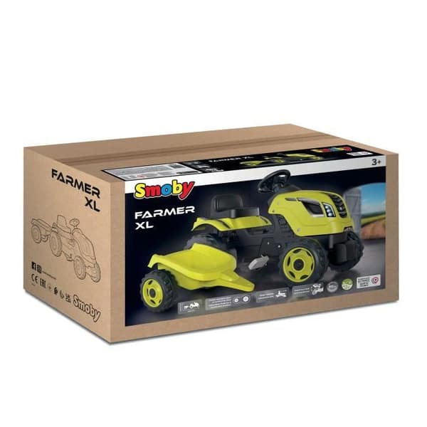 Smoby Farmer XL Pedaltraktor + Släpvagn - Grön