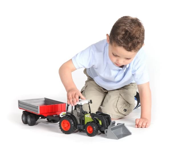 Bruder Claas Nectis 267 F Etukuormaaja ja kippiperävaunu 1:16