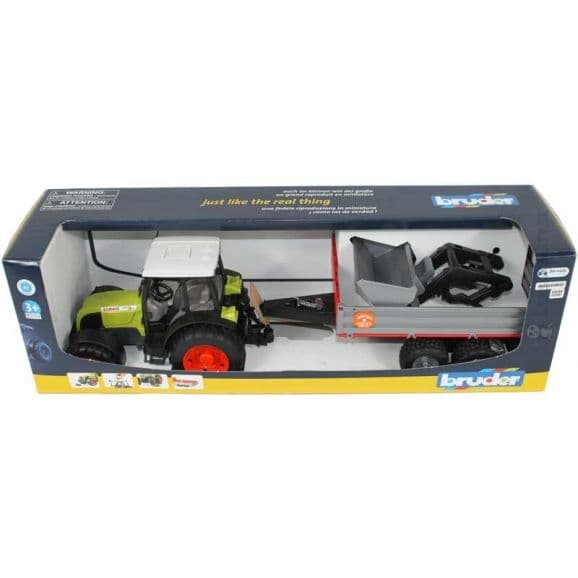 Bruder Claas Nectis 267 F Etukuormaaja ja kippiperävaunu 1:16