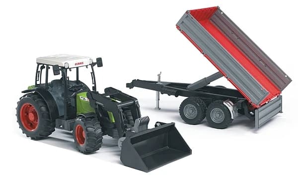 Bruder Claas Nectis 267 F Etukuormaaja ja kippiperävaunu 1:16