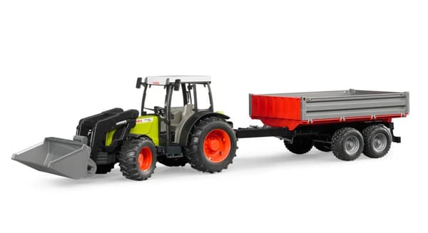 Bruder Claas Nectis 267 F Etukuormaaja ja kippiperävaunu 1:16