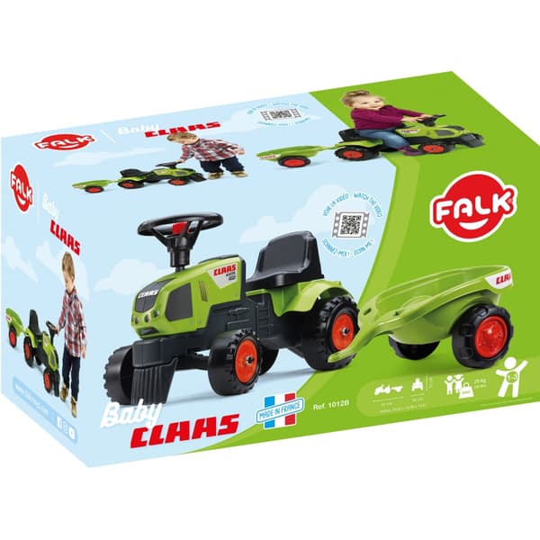 FALK Baby Claas Axos 310 Vihreä Traktori perävaunulla 1 vuodesta alkaen