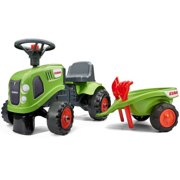 FALK Baby Claas Grøn Traktor med Trailer + Tilbehør fra 1 år