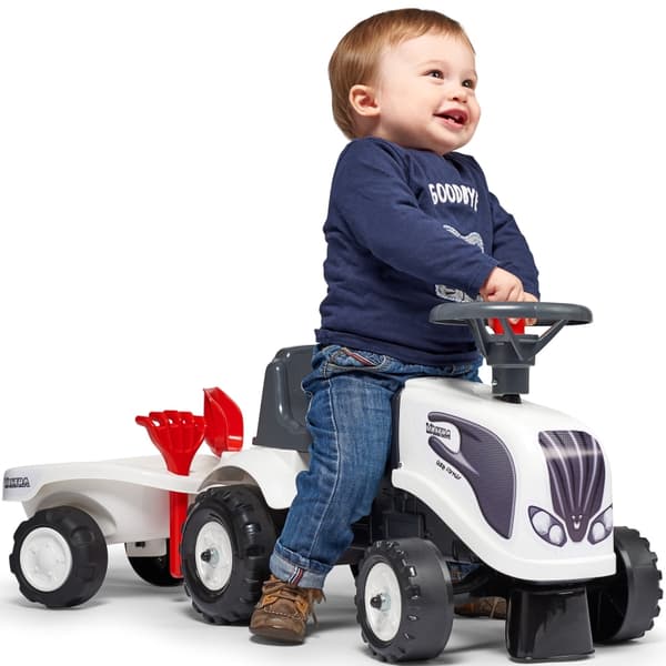 FALK Baby Valtra Hvid Traktor med Trailer + Tilbehør fra 1 år