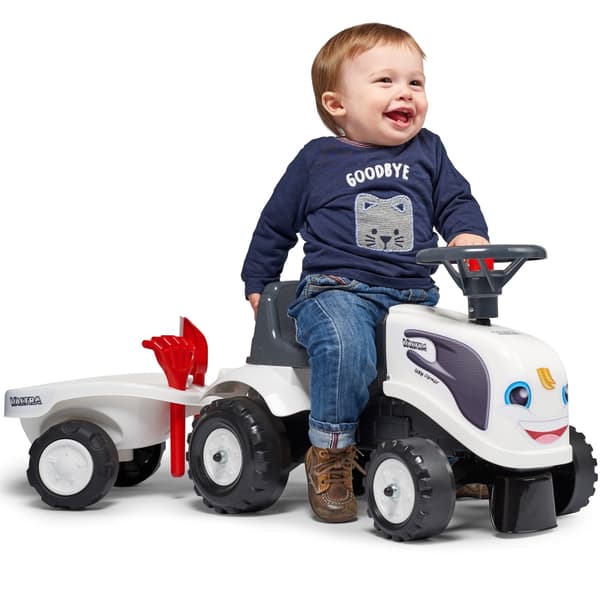 FALK Baby Valtra Hvid Traktor med Trailer + Tilbehør fra 1 år