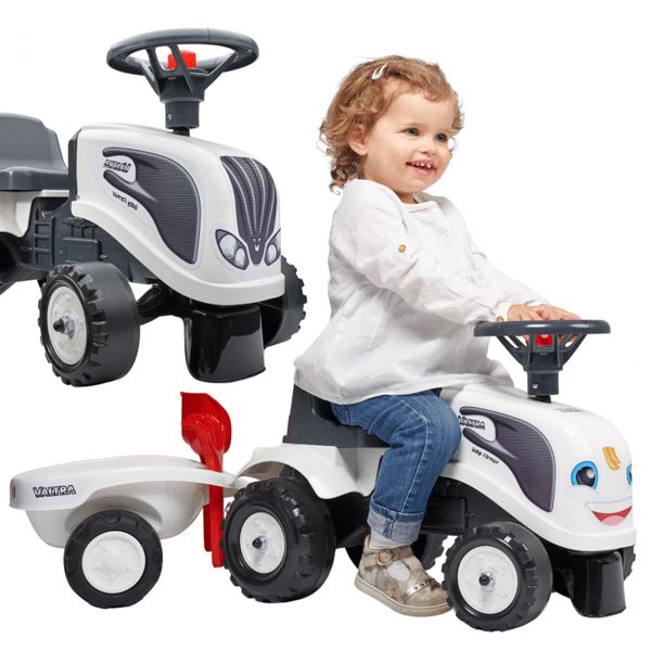 FALK Baby Valtra Hvid Traktor med Trailer + Tilbehør fra 1 år