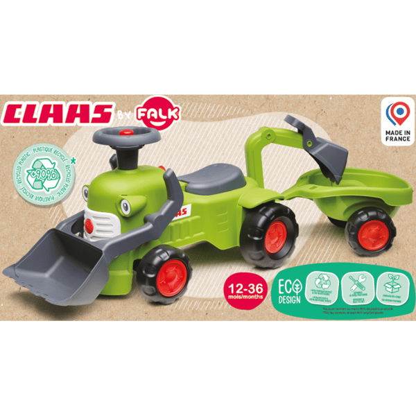 FALK Claas pedaltraktor med anhænger, læsser og skovl