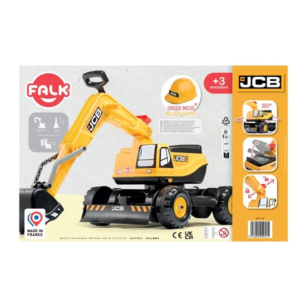 FALK JCB DIGGER gravemaskine – Roterende gul skovl, fra 3 år
