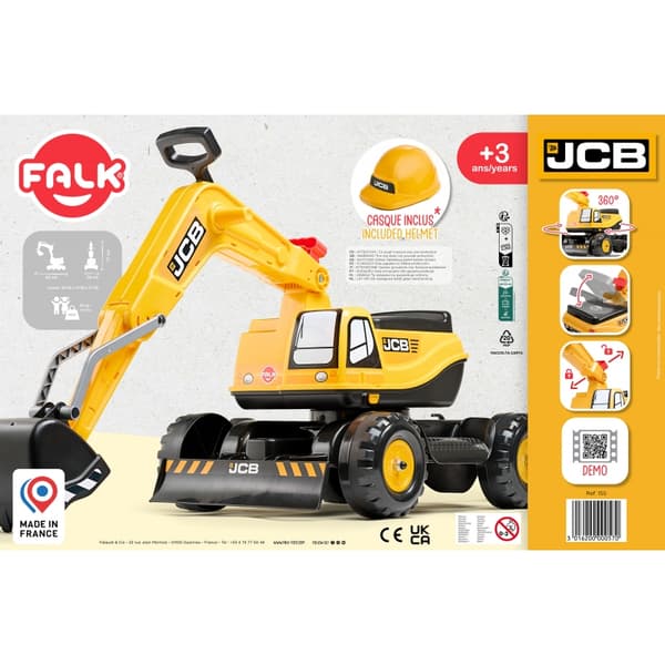 FALK JCB DIGGER gravemaskine – Roterende gul skovl, fra 3 år