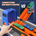 Miniatyrbillede 4 af 5: OBOSOE legetøjsbiler med transporter – 3-i-1 racerbane og lastbil til børn 3-6 år
