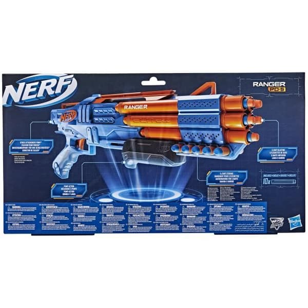 Nerf Elite 2.0, Ranger PD-5 Pump Blaster, 5-Barrel Shooter, 10 Nerf Elite Dart, lätt att använda, förvaring