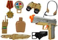 Miniatyrbillede 2 af 5: Military Kit with Accessories Gun Knife Binoculars Headphones Whistle Shortwave Radio