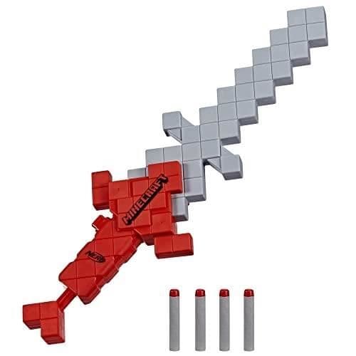 NERF MINECRAFT, HEARTSTEALER SWORD, 4 NERF ELITE FOAM DARTS,