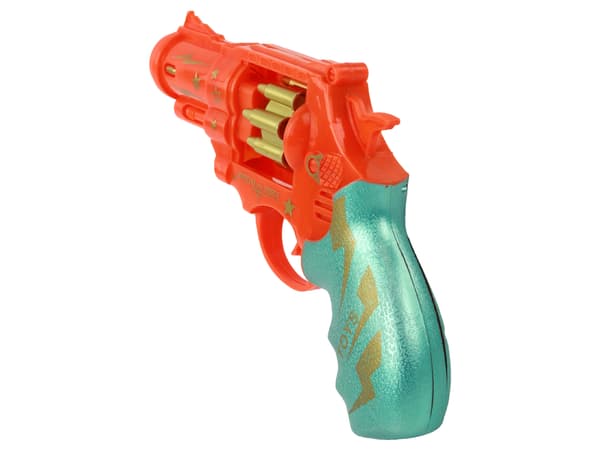 Orange revolverpistol våben lyder let