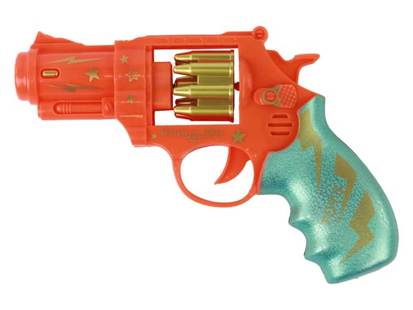 Orange revolverpistol våben lyder let