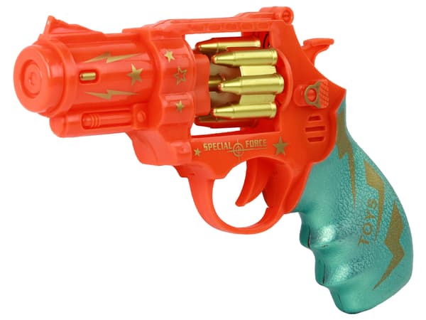Orange revolverpistol våben lyder let