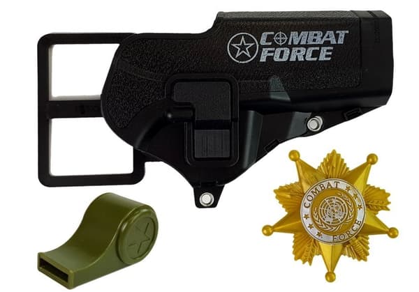 Poliisisarjan pistooli, 20 cm:n merkki, pillikotelo, valotehosteääni