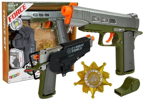 Police Set Pistol 20cm Badge Whistle Holster Lyseffekter Lyd