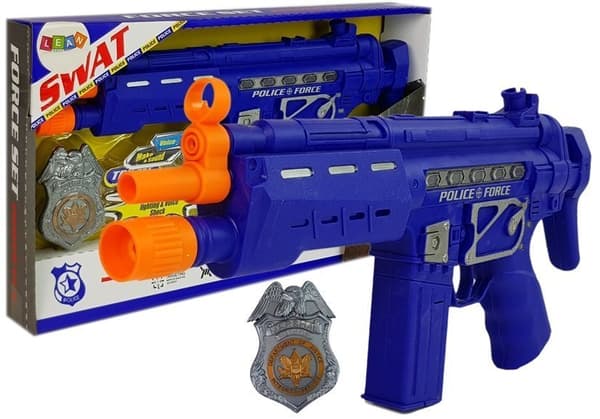 Police Set Pistol Badge Marineblå Lydlyseffekter 37cm