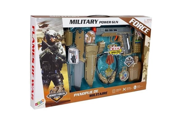 Militärset med tillbehör Gun Knife Kikare Hörlurar Whistle Walkie Talkie Ljusgrön