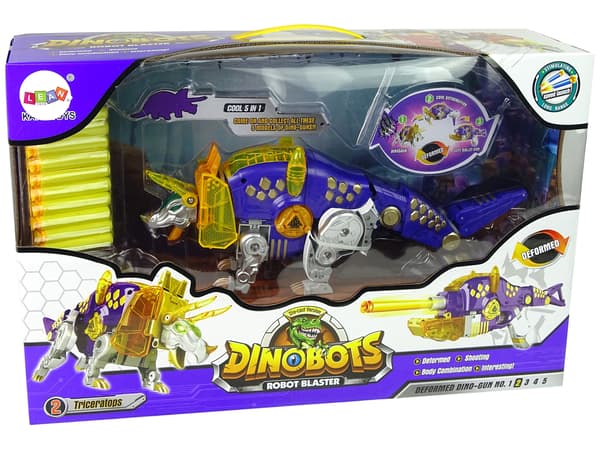 Dinobots 2in1 Dinosaur Dart Gun Lila Triceratops Shield