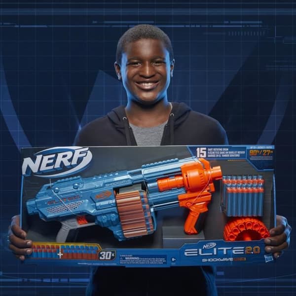 NERF Elite 2.0 Shockwave RD-15 Dart Gun - 30 pilar ingår - Anpassningsbar