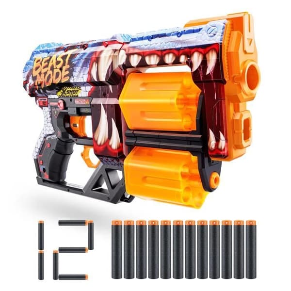 Pilar av dartar - ZURU - X-SHOT Dread - Dubbla roterande pipor - 7 designer - Räckvidd 27 m