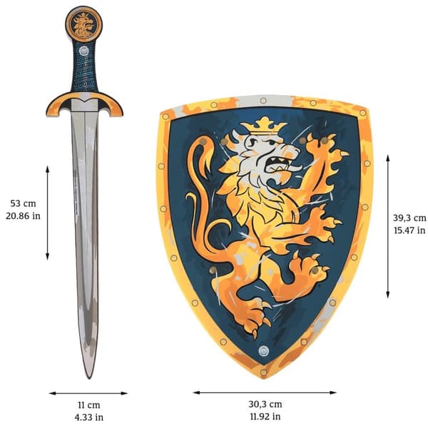 Noble Knight Skumsvärd + sköld, blå
