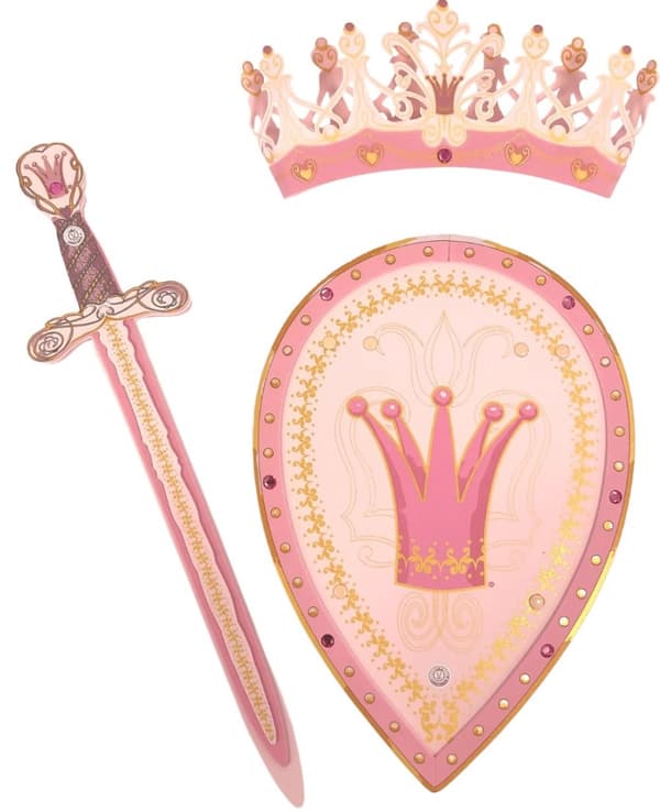 Drottning Rosa set med Skumsvärd + sköld + krona