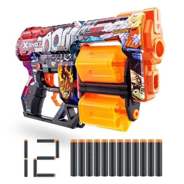 ZURU X-SHOT SKINS DREAD Blaster - K.O - SPRING DART MED DUBBEL MAGASIN