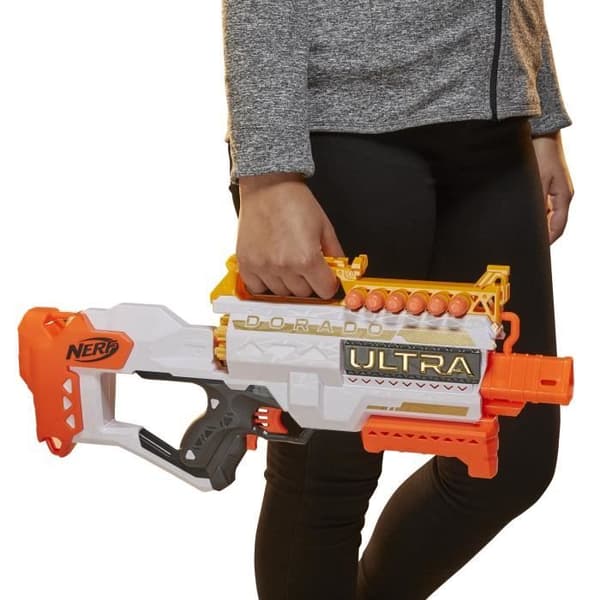 NERF - Ultra - Dorado - Motoriserad blaster - guldaccenter - snabb omladdning - 12 pilar