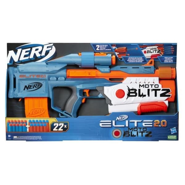 Nerf Elite 2.0 Motoblitz - 2 i 1 blaster med 22 pilar inkluderade och integrerat sikte
