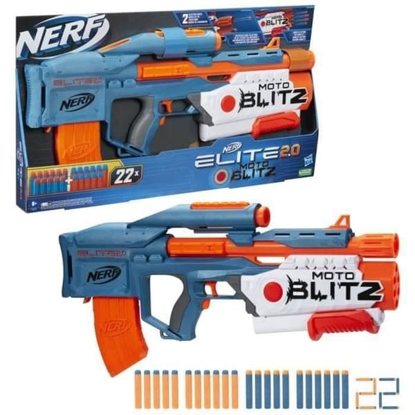 Nerf Elite 2.0 Motoblitz - 2 i 1 blaster med 22 pilar inkluderade och integrerat sikte