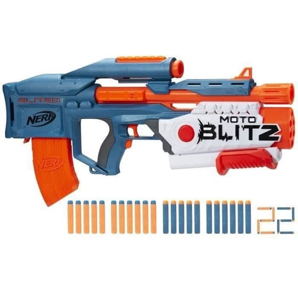 Nerf Elite 2.0 Motoblitz - 2 i 1 blaster med 22 pilar inkluderade och integrerat sikte