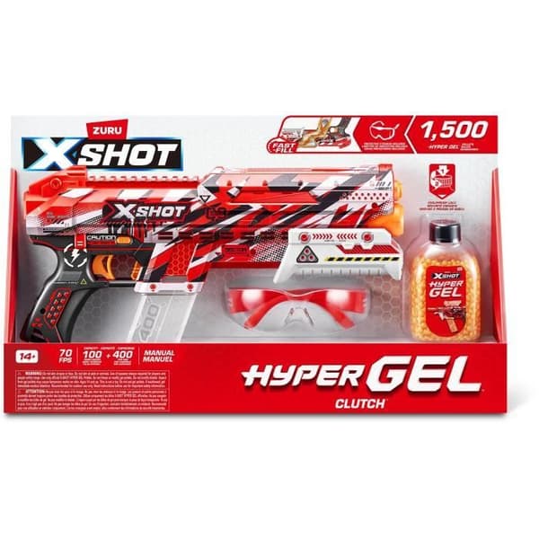 Blaster Hyper Gel - ZURU - X-SHOT Liten Clutch - Automatisk och halvautomatisk - 1500 kulor - Räckvidd 45 m/s