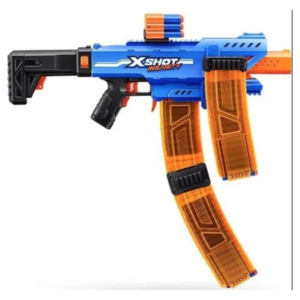 Motoriserad blaster - ZURU - X-SHOT Clip Blaster - 4 magazin - Räckvidd 27 m - Inkluderade förlängningar