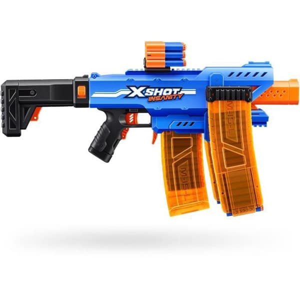 Motoriserad blaster - ZURU - X-SHOT Clip Blaster - 4 magazin - Räckvidd 27 m - Inkluderade förlängningar