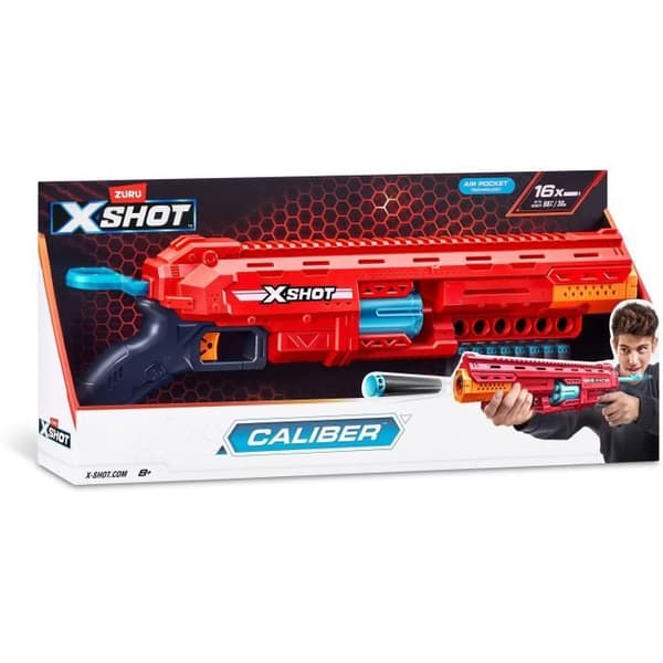Dartkastare - ZURU - X-SHOT Caliber - Rotationsmagasin - Räckvidd 27m - 16 dartpilar inkluderade