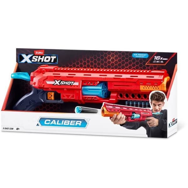 Dartkastare - ZURU - X-SHOT Caliber - Rotationsmagasin - Räckvidd 27m - 16 dartpilar inkluderade