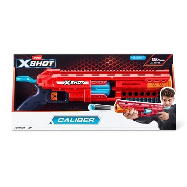 Dartkastare - ZURU - X-SHOT Caliber - Rotationsmagasin - Räckvidd 27m - 16 dartpilar inkluderade