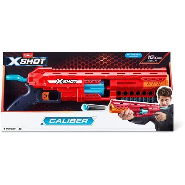 Dartkastare - ZURU - X-SHOT Caliber - Rotationsmagasin - Räckvidd 27m - 16 dartpilar inkluderade