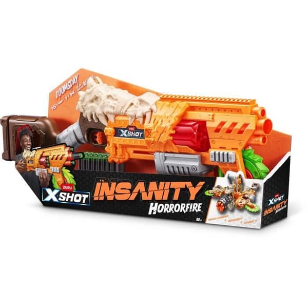 Dart Launcher - ZURU - X-SHOT Horrorfire Doomsday - Foam Spinning Blade - 27 m räckvidd - 16 pilar ingår