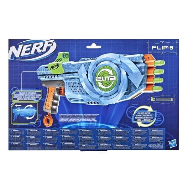 NERF - Elite 2.0 - Flipshots Flip -8 Blaster med 2 x 4 svängbara pipor - 8-dart kapacitet - 8 NERF dart -