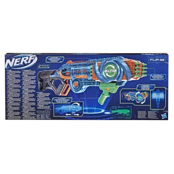 NERF - Elite 2.0 - Blaster Flipshots Flip -32 2 x 16 vridbara pipor, kapacitet för 32 dart - inkluderar 32 NERF pilar