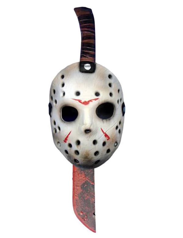 Plastik kniv og maske tilhørende Jason™ fra Fredag den 13™.Size-One size