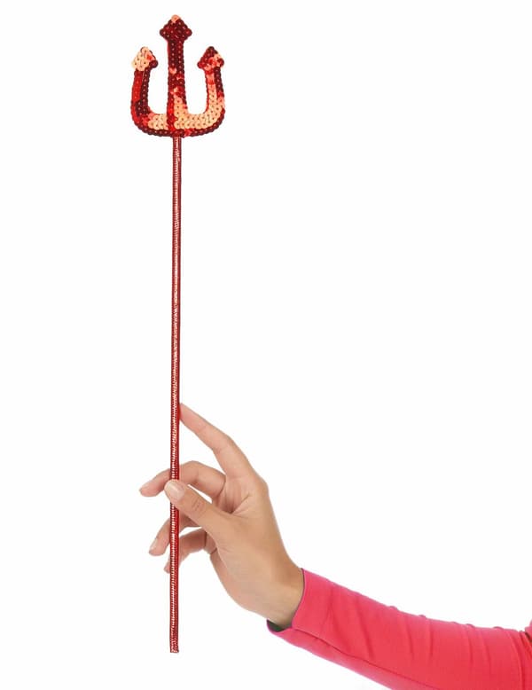 Djævlefork rød med pailletter til voksne og børn.Size-One size