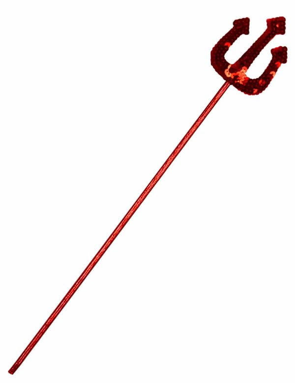 Rød djevelgaffel med paljetter voksen og barn.Size-One size